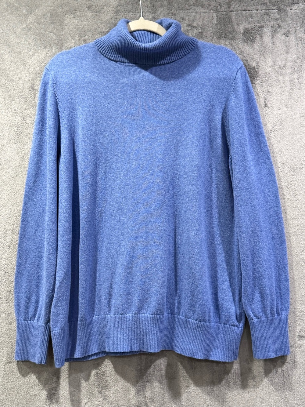 LL Bean Cashmere Blend Blue Turtleneck Sweater Womens Size 1X Long Sleeve